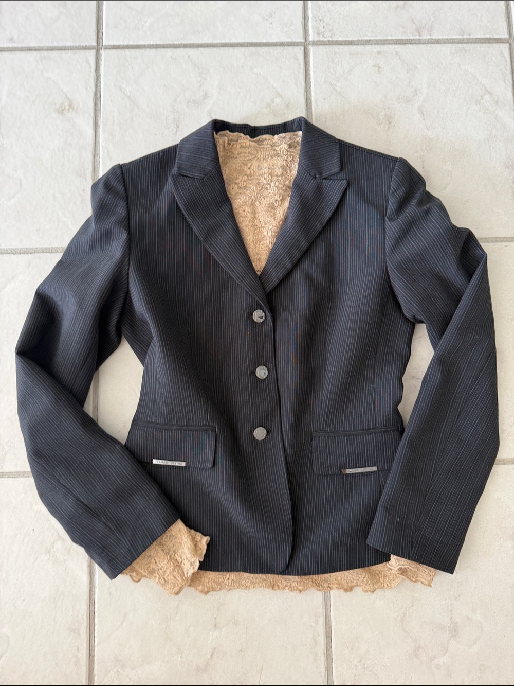 Tahari ASL Black Pinstripe Women's Tailored Blazer